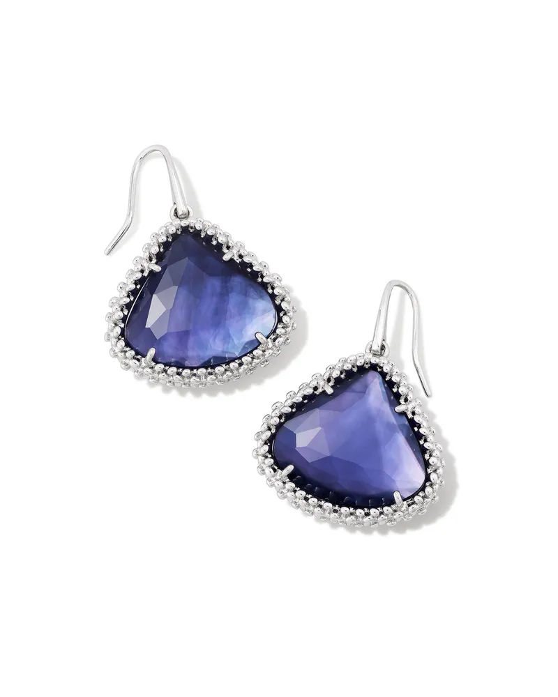 Framed Kendall Silver Large Drop Earrings in Dark Lavender Illusion