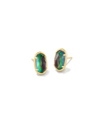 Grayson Gold Stone Stud Earrings in Lilac Abalone