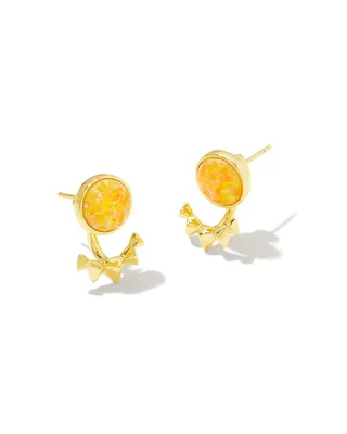 Sienna Gold Ear Jacket Earrings in Citrus Kyocera Opal