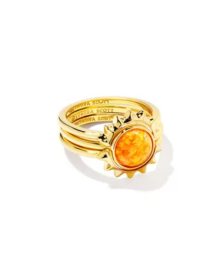 Sienna Gold Sun Ring Set Iridescent Abalone