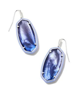 Elle Silver Enamel Framed Drop Earrings in Dark Lavender Ombre Illusion