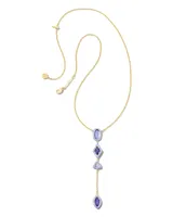 Greta Gold Y Necklace in Lavender Mix