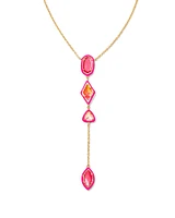 Greta Gold Y Necklace in Pink Mix