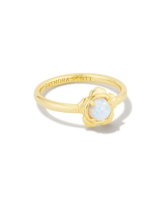 Susie Gold Band Ring Bright White Kyocera Opal