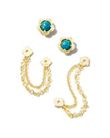 Susie Convertible Gold Ear Jacket Earrings in Marine Kyocera Opal