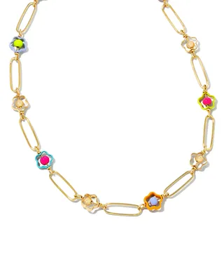 Susie Gold Link and Chain Necklace in Rainbow Multi Mix