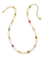 Susie Gold Link and Chain Necklace in Rainbow Multi Mix