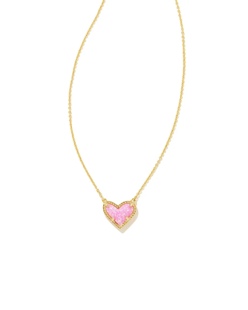 Ari Heart Gold Pendant Necklace Dichroic Glass