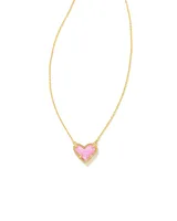 Ari Heart Gold Pendant Necklace Dichroic Glass