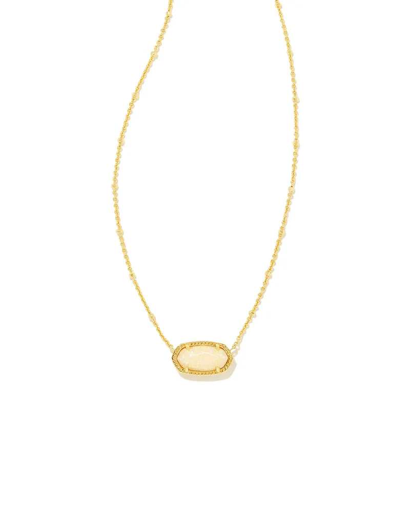 Elisa Gold Satellite Short Pendant Necklace in Yellow Kyocera Opal