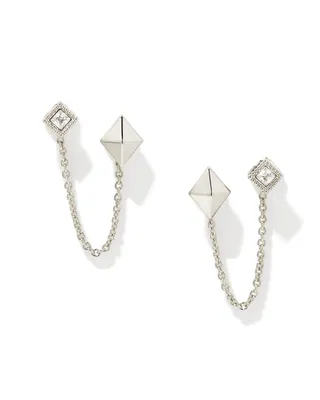 Kinsley Silver Convertible Earring Set in White Crystal