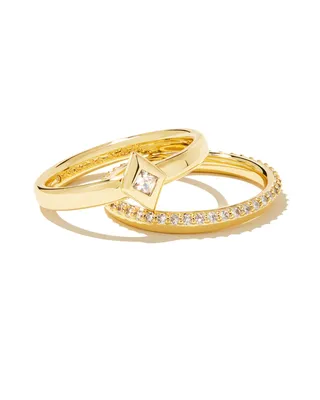 Kinsley Gold Ring Set White Crystal