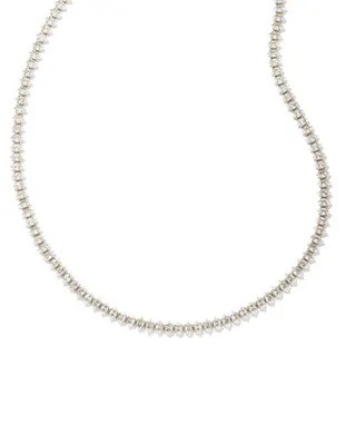 Larsan Silver Tennis Necklace in White Crystal