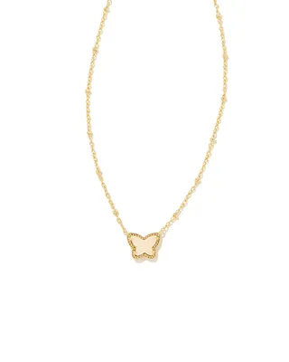 Lillia Gold Small Short Pendant Necklace in Iridescent Drusy