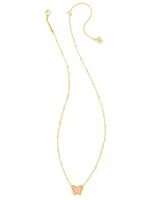 Lillia Gold Small Short Pendant Necklace in Light Pink Drusy