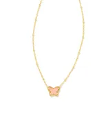 Lillia Gold Small Short Pendant Necklace in Light Pink Drusy