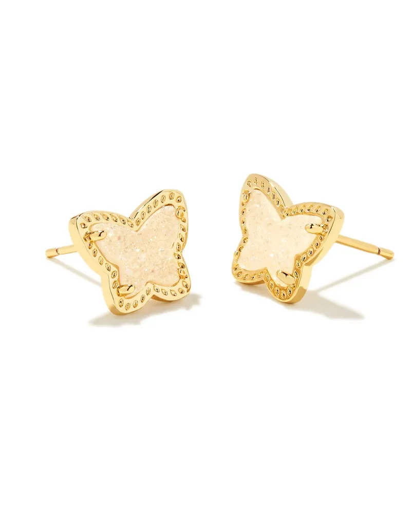 Lillia Gold Stud Earrings Light Pink Drusy