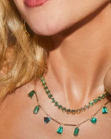 Carmen Gold Tennis Necklace in Emerald Mix