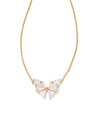 Blair Gold Butterfly Pendant Necklace in White Crystal