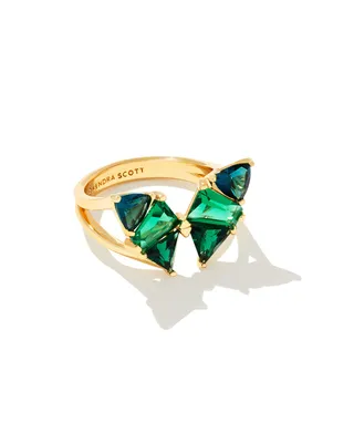 Blair Gold Butterfly Ring Emerald Mix