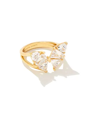 Blair Gold Butterfly Ring White Crystal