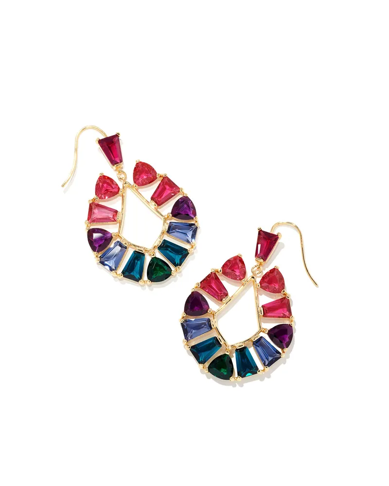 Blair Gold Jewel Open Frame Earrings in Multi Mix