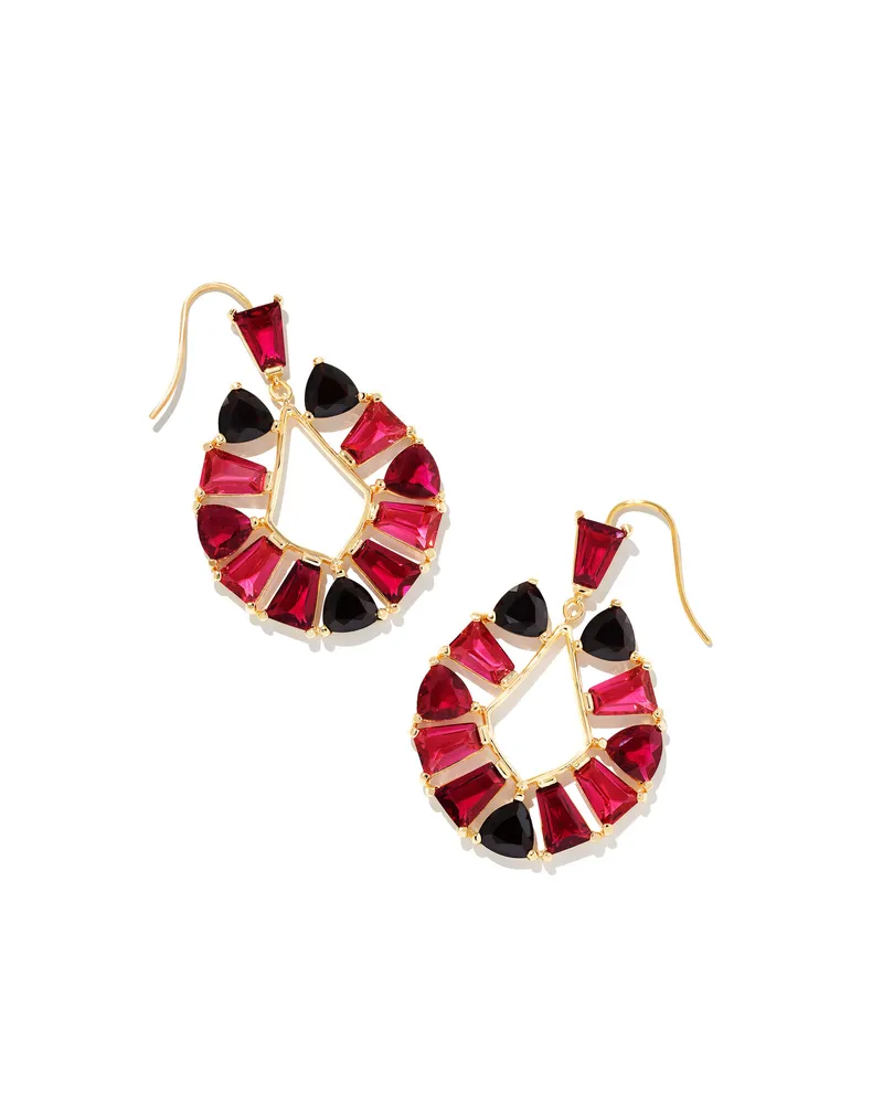 Blair Gold Jewel Open Frame Earrings in Ruby Mix