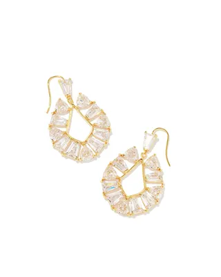 Blair Gold Jewel Open Frame Earrings in White Crystal