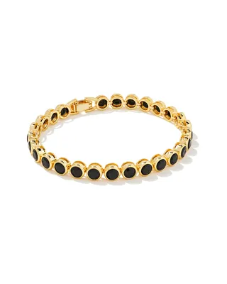 Carmen Gold Tennis Bracelet in Black Spinel