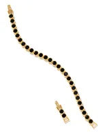 Carmen Gold Tennis Bracelet in Black Spinel