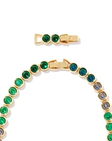 Carmen Gold Tennis Necklace in Emerald Mix