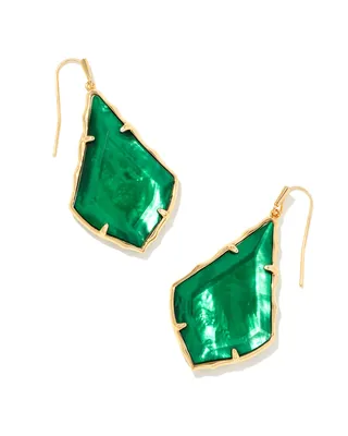 Faceted Alex Gold Drop Earrings in Emerald Illusion