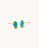 Emilie Gold Stud Earrings in Marine Kyocera Opal