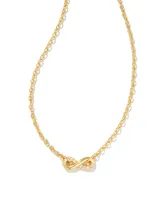 Annie Gold Infinity Pendant Necklace in White Crystal