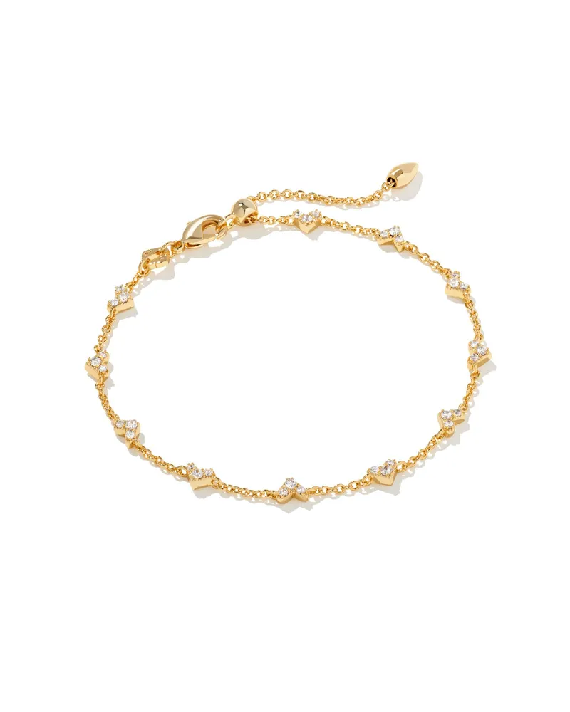 Haven Gold Crystal Heart Delicate Chain Bracelet in Crystal