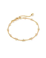 Haven Gold Crystal Heart Delicate Chain Bracelet in White Crystal