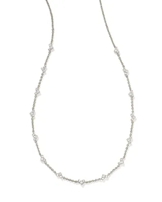 Haven Silver Crystal Heart Strand Necklace in White Crystal