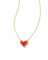 Ari Heart Gold Short Pendant Necklace in Chartreuse Magnesite