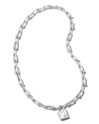 Jess Lock Chain Necklace in Silver