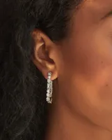 Madelyn Silver Hoop Earrings in White Mix