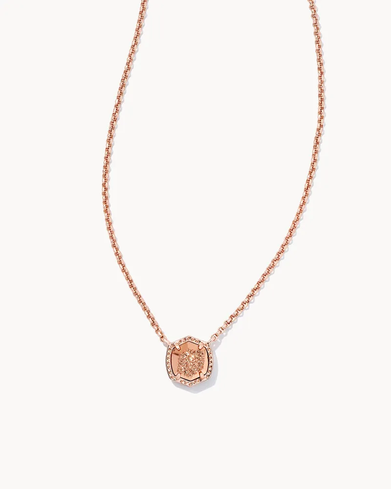 Davie Rose Gold Pendant Necklace in Rose Gold Drusy