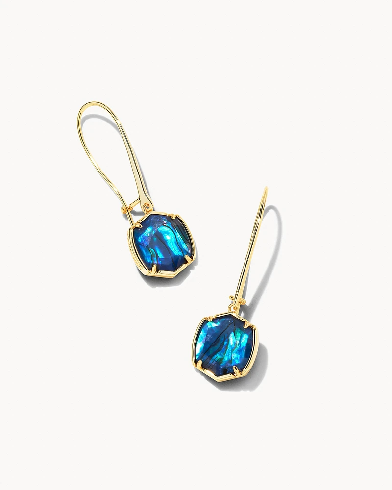 Davis Gold Drop Earrings in Navy Abalone