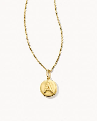 Letter A Coin Pendant Necklace in 18k Gold Vermeil