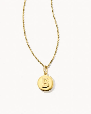 Letter B Coin Pendant Necklace in 18k Gold Vermeil