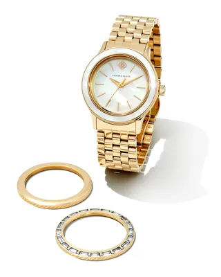 Alex Gold Tone Stainless Steel 35mm Customizable Watch Gift Set