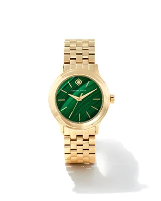 Alex Gold Tone Stainless Steel 35mm Watch in Green Malachite