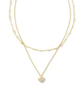 Ari Gold Pave Multi Strand Necklace in White Crystal