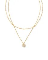 Ari Gold Pave Multi Strand Necklace in White Crystal
