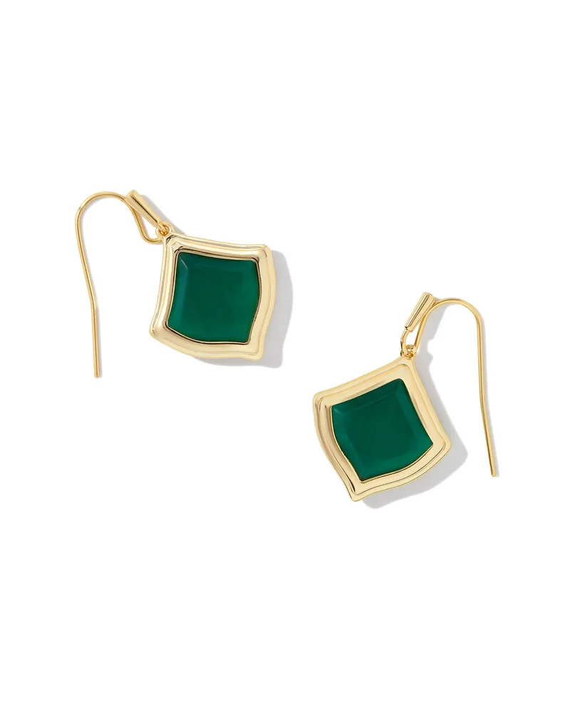 Kacey Gold Drop Earrings in Emerald Cat's Eye