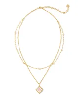 Kacey Gold Multi Strand Necklace in Dichroic Glass